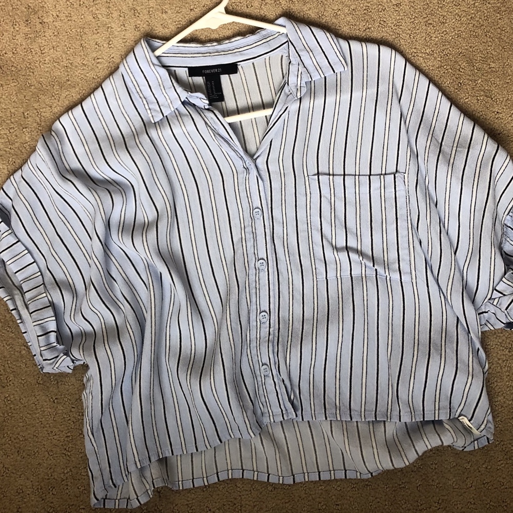 Blue striped button up